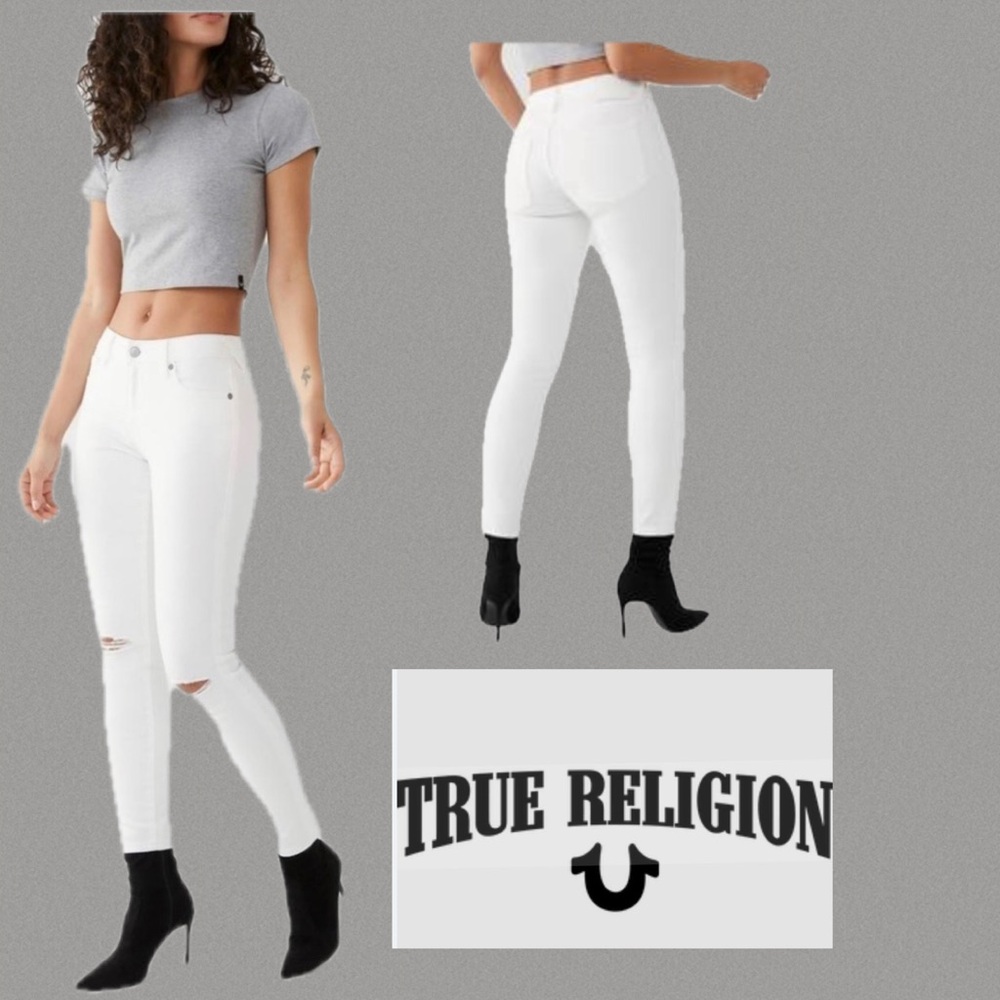 True‎ Religion Women's Crisp White Jennie curvy mid rise skinny Jeans